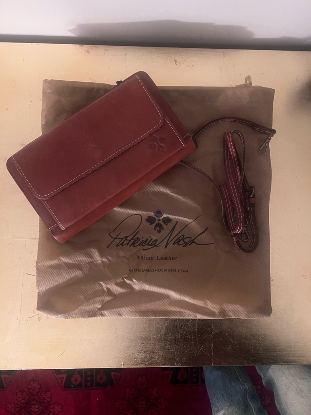 Fossil Rose Brown Leather Crossbody Wallet